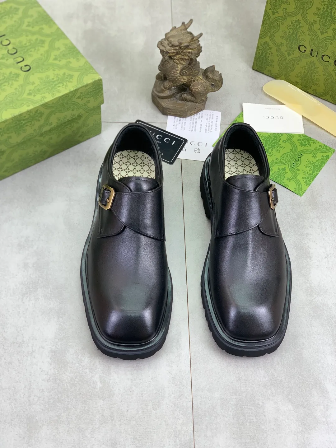 Men's Men's Shoes 💰P580 [New Style] 💰💎💎💎 [Gucci] GUCCI high-end men's formal business leather shoes, original order 1:1! Original imported high-end calfskin, original metal buckle, imported first-layer pigskin lining for feet, original high-end outsole, men's shoe size: 38-44